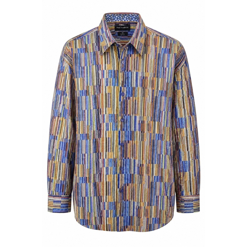 Paul Fredrick 3XL Abstract Geometric Print Multicolor Cotton Modal Classic‎ Fit